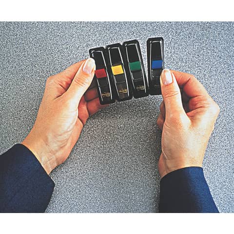 Segnapagina removibili Post-it® Index Mini con dispenser blu, giallo, verde, rosso  4 confezioni da 35 - 683-4